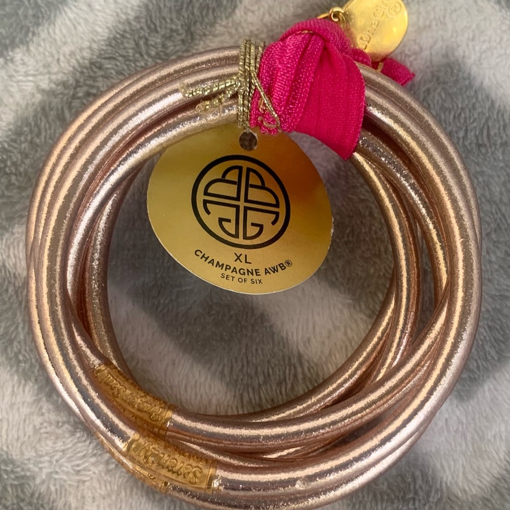 NWT Budhagirl All Weather Bangles XL Champagne set of 6